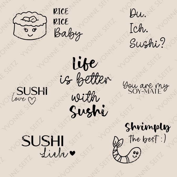 SVG Laser Datei Gravur Sushi Shrimp Food Essen Laserdatei Plotterdatei