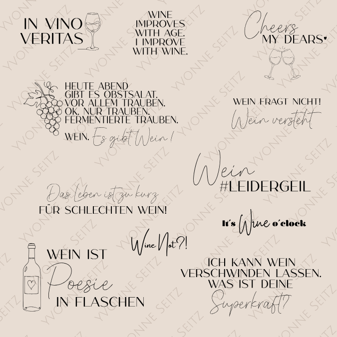 SVG Laser Datei Gravur Wein Vino Wine Weinglas Leider geil Weinflasche Laserdatei Plotterdatei