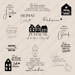 SVG Laser Datei Gravur Bundle Zuhause Heimat Home Haus Häuschen Laserdatei Plotterdatei Zuhausebundle Gravurdatei