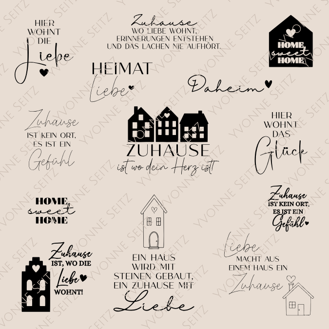 SVG Laser Datei Gravur Bundle Zuhause Heimat Home Haus Häuschen Laserdatei Plotterdatei Zuhausebundle Gravurdatei