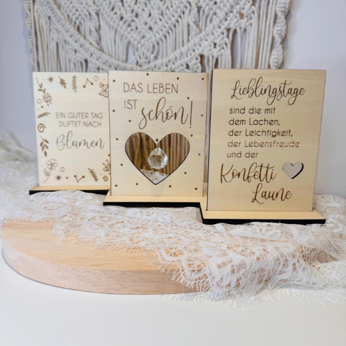 SVG Laserdatei 3er Aufsteller mit Botschaft Sonnenfänger 3mm 4mm Das Leben ist schön positiv Good vibes SVG-Datei Geschenkidee Affirmation – Bild 32