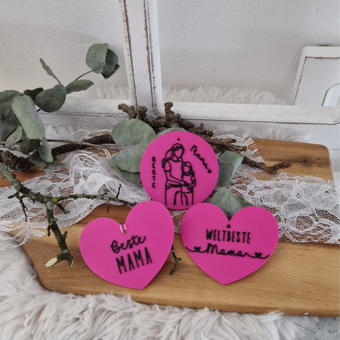 STL 3D Druck Datei Aufhänger 6er Set MUTTERTAG Dekoscheiben Geschenkanhänger passend zum Ständer im Shop 3D-Druck Datei Mama Designscheiben – Bild 3