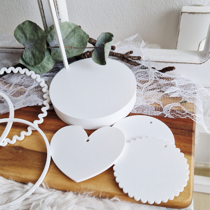 3D Druck Datei STL Aufhänger GRUNDSET Gestell inkl 2 Bodenplatten, 3 Kränzen und 3 Dekoscheiben als Blanko 3D-Druck Datei Mama Freundin Oma – Bild 16