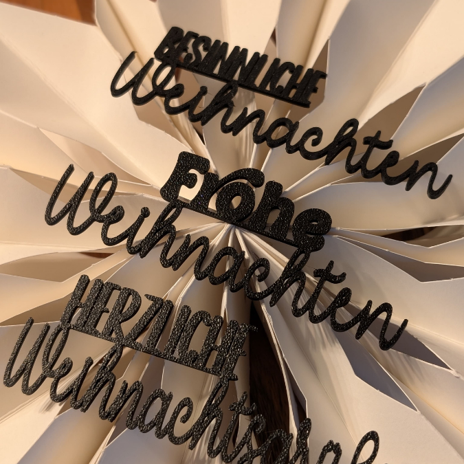 STL 3D Druck Datei 5er Mini Schriftzüge Weihnachten Advent für Postkarten und Geschenke 3D-Datei 3D-Druck Vorlage Deko Geschenkidee