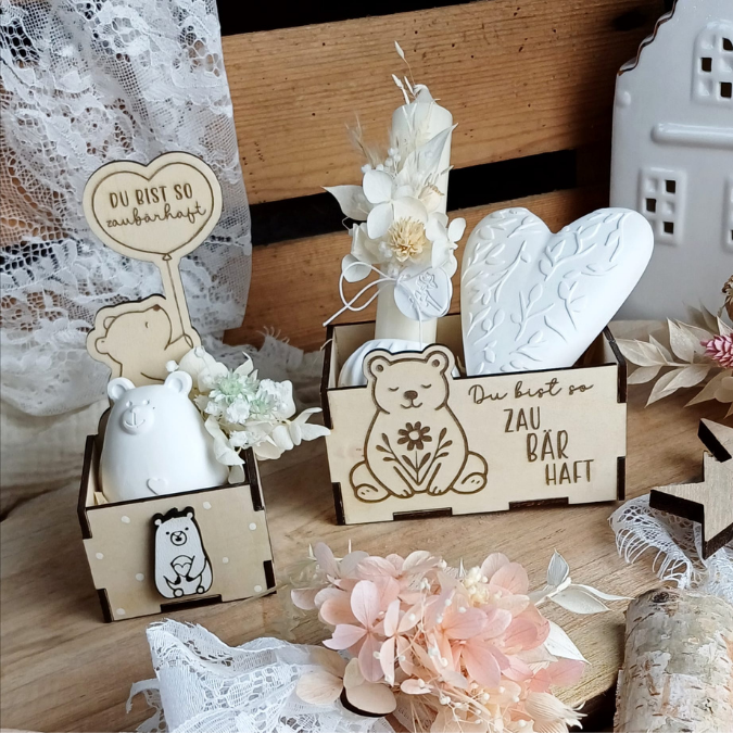 3mm und 4mm Bärenbox Geschenkbox für Kleinigkeiten Unentbärlich SVG Laser Datei Valentinstag Geschenkidee Zaubärhaft Freudschaft 2 Größen