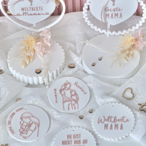 STL 3D Druck Datei Aufhänger 6er Set MUTTERTAG Dekoscheiben Geschenkanhänger passend zum Ständer im Shop 3D-Druck Datei Mama Designscheiben