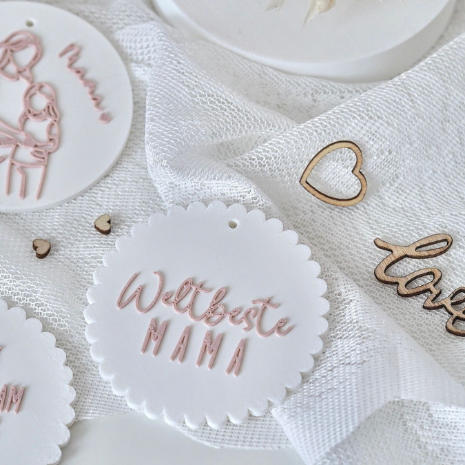STL 3D Druck Datei Aufhänger 6er Set MUTTERTAG Dekoscheiben Geschenkanhänger passend zum Ständer im Shop 3D-Druck Datei Mama Designscheiben – Bild 11