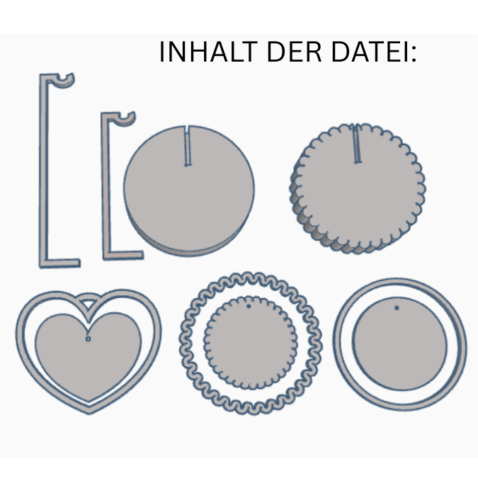 3D Druck Datei STL Aufhänger GRUNDSET Gestell inkl 2 Bodenplatten, 3 Kränzen und 3 Dekoscheiben als Blanko 3D-Druck Datei Mama Freundin Oma – Bild 2