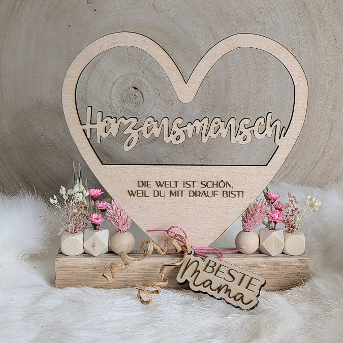 SVG Laserdatei Klötzchenschrift Herzensmensch Herz Aufsteller Liebe Valentinstag Freundin Mama Muttertag Klötzchendatei SVG Datei 3 Designs – Bild 7