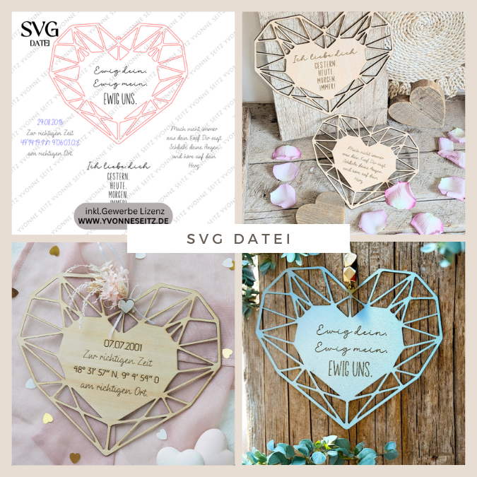 SVG Laserdatei Herz graphisch grafisch zum personalisieren mit Koordinaten oder Liebesbotschaft Liebe Valentinstag Freundin SVG Datei romant