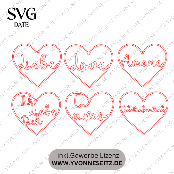 SVG Laserdatei 6 designs Herzkranz Herzkränze Liebe Geschenkidee Liebe Valentinstag Freundin SVG Datei romantisch Ehe Hochzeit Loop Wanddeko – Bild 2