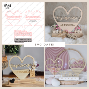 SVG Laserdatei Kl&ouml;tzchenschrift Herzensmensch Herz Aufsteller Liebe Valentinstag Freundin Mama Muttertag Kl&ouml;tzchendatei SVG Datei 3 Designs