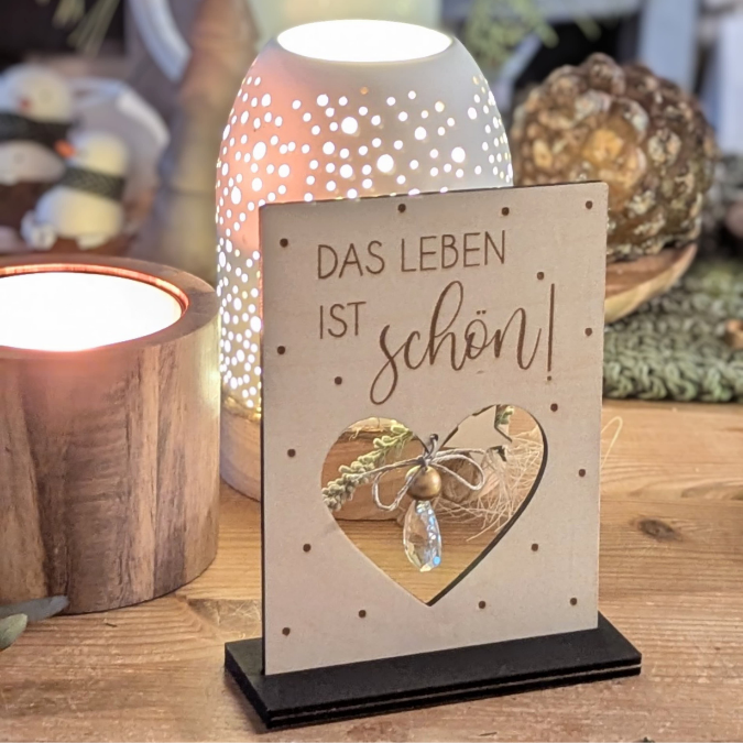 SVG Laserdatei 3er Aufsteller mit Botschaft Sonnenfänger 3mm 4mm Das Leben ist schön positiv Good vibes SVG-Datei Geschenkidee Affirmation – Bild 18