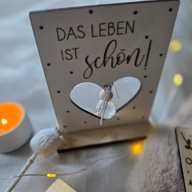 SVG Laserdatei 3er Aufsteller mit Botschaft Sonnenfänger 3mm 4mm Das Leben ist schön positiv Good vibes SVG-Datei Geschenkidee Affirmation – Bild 12