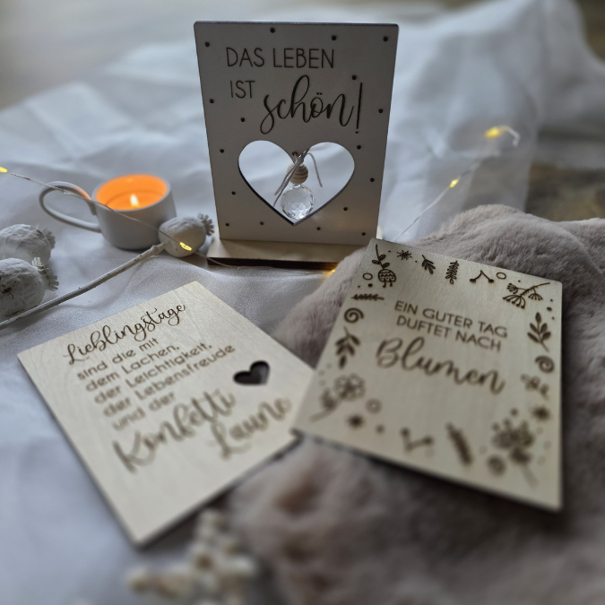 SVG Laserdatei 3er Aufsteller mit Botschaft Sonnenfänger 3mm 4mm Das Leben ist schön positiv Good vibes SVG-Datei Geschenkidee Affirmation – Bild 13