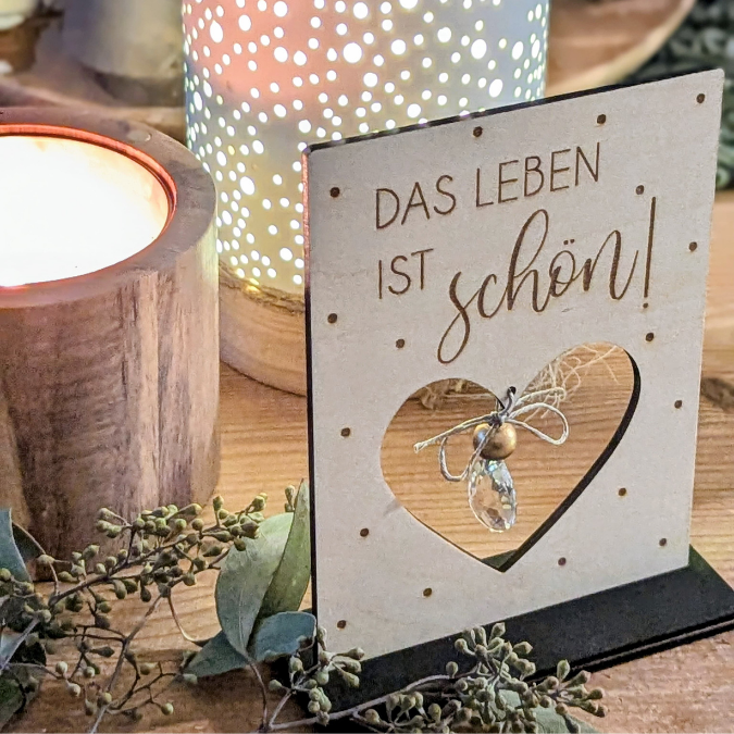 SVG Laserdatei 3er Aufsteller mit Botschaft Sonnenfänger 3mm 4mm Das Leben ist schön positiv Good vibes SVG-Datei Geschenkidee Affirmation – Bild 16