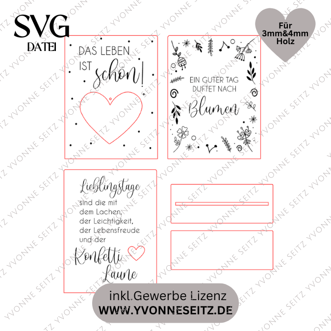SVG Laserdatei 3er Aufsteller mit Botschaft Sonnenfänger 3mm 4mm Das Leben ist schön positiv Good vibes SVG-Datei Geschenkidee Affirmation – Bild 4