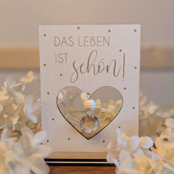 SVG Laserdatei 3er Aufsteller mit Botschaft Sonnenfänger 3mm 4mm Das Leben ist schön positiv Good vibes SVG-Datei Geschenkidee Affirmation – Bild 5