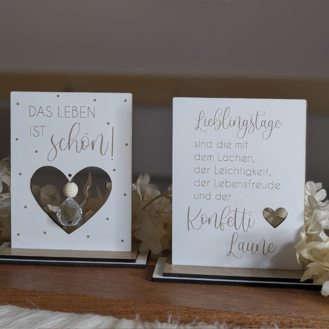 SVG Laserdatei 3er Aufsteller mit Botschaft Sonnenfänger 3mm 4mm Das Leben ist schön positiv Good vibes SVG-Datei Geschenkidee Affirmation – Bild 7