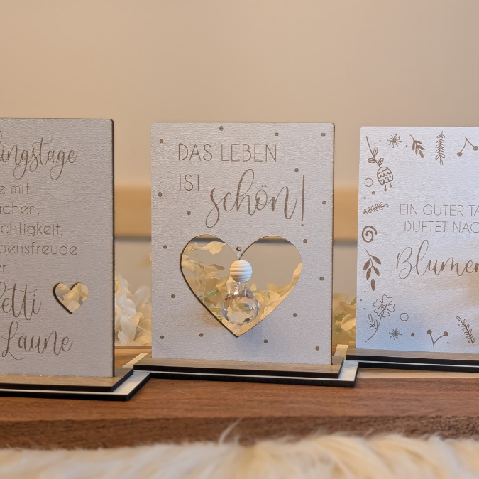 SVG Laserdatei 3er Aufsteller mit Botschaft Sonnenfänger 3mm 4mm Das Leben ist schön positiv Good vibes SVG-Datei Geschenkidee Affirmation – Bild 2