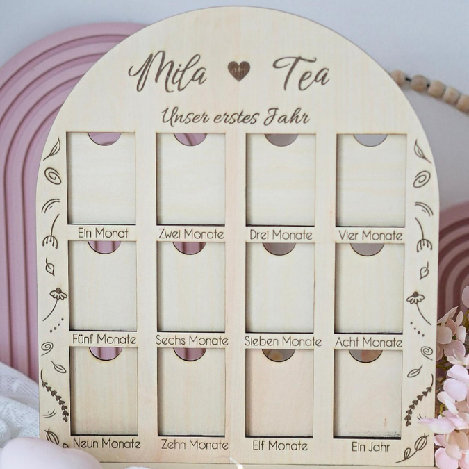 SVG Laserdatei Bilderrahmen Jahrescolage Mein erstes Jahr Baby 1. Geburtstag Geburt geschenkidee zur Geburt SVG Datei für 3mm und 4mm Holz – Bild 6
