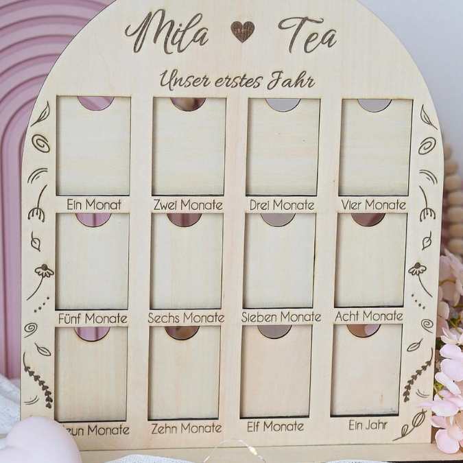 SVG Laserdatei Bilderrahmen Jahrescolage Mein erstes Jahr Baby 1. Geburtstag Geburt geschenkidee zur Geburt SVG Datei für 3mm und 4mm Holz – Bild 7