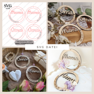 SVG Laserdatei kränze Mama Oma mit Herz Cut out Beste Mama geschenk zum Muttertag Mutterliebe SVG Datei