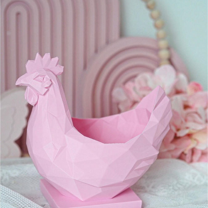 STL 3D Druck Datei Osterkorb Schale Graphisch Huhn geometrisch Hahn skalierbar 3D-Druck Datei Frühling elegante Frühlingsdeko Skulptur – Bild 5