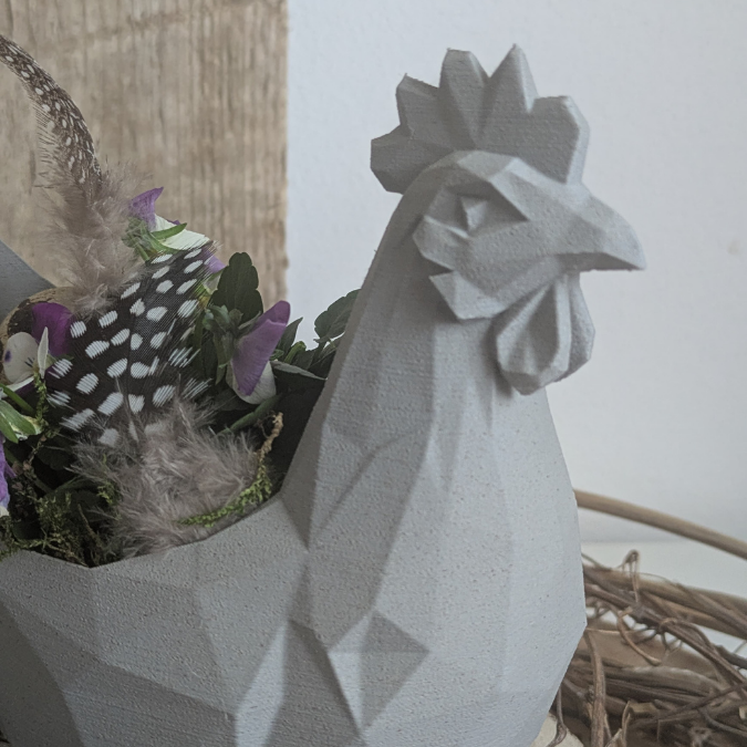 STL 3D Druck Datei Osterkorb Schale Graphisch Huhn geometrisch Hahn skalierbar 3D-Druck Datei Frühling elegante Frühlingsdeko Skulptur – Bild 6