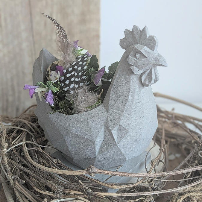 STL 3D Druck Datei Osterkorb Schale Graphisch Huhn geometrisch Hahn skalierbar 3D-Druck Datei Frühling elegante Frühlingsdeko Skulptur – Bild 8