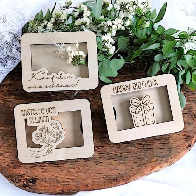 12 Designs Laserdatei Verpackung für Gutscheinkarten Gutscheine Geld Geburtstag Ec Kartengröße Geldgeschenk Wunschgutschein SVG Datei – Bild 4