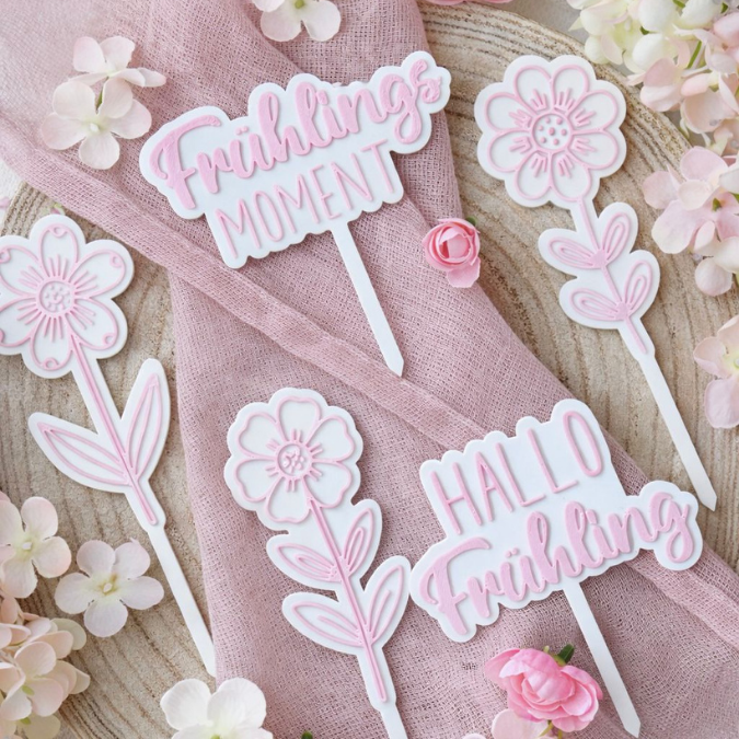 STL 3D Druck Datei Stecker 5er Set Frühling Pflanzenstecker Caketopper 3D-Druck Datei Blumen