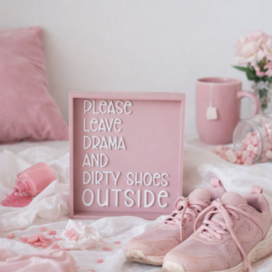 STL 3D Druck Datei Aufsteller Bild Bilderrahmen Schild Statement Please leave drama and dirty shoes outside 3D-Druck Datei quotes