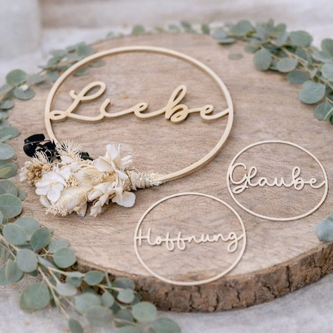 STL 3D Druck Datei 3er Set Kränze Glaube Liebe Hoffnung Kranz schlicht Geschenkanhänger Türdeko Hoop Loop Wanddeko 3D-Datei 3D-Druck Vorlage – Bild 3