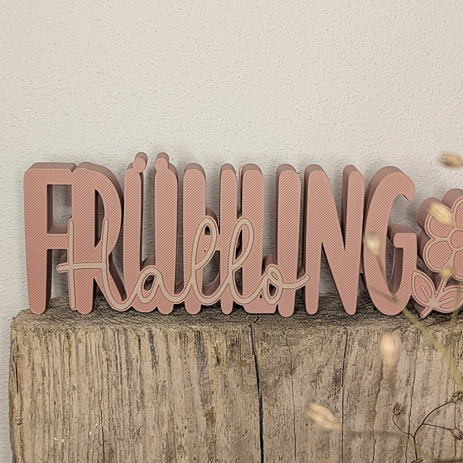STL 3D Druck Datei 2er Set Schriftzug Frühlingsgefühle Frühlingsliebe Schriftzüge 3D-Datei 3D-Druck Vorlage Frühlingsdeko 3D Frühling – Bild 3