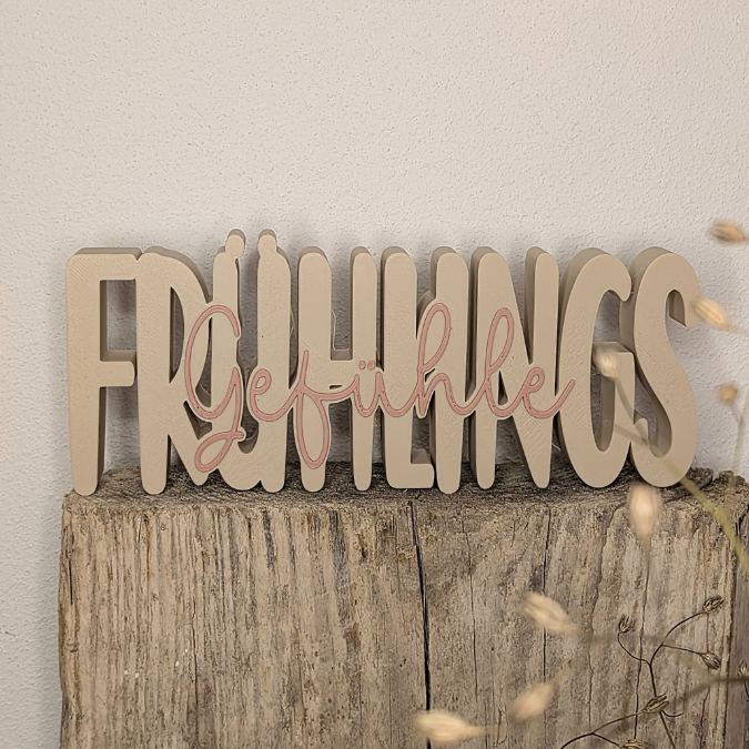 STL 3D Druck Datei 2er Set Schriftzug Frühlingsgefühle Frühlingsliebe Schriftzüge 3D-Datei 3D-Druck Vorlage Frühlingsdeko 3D Frühling – Bild 5