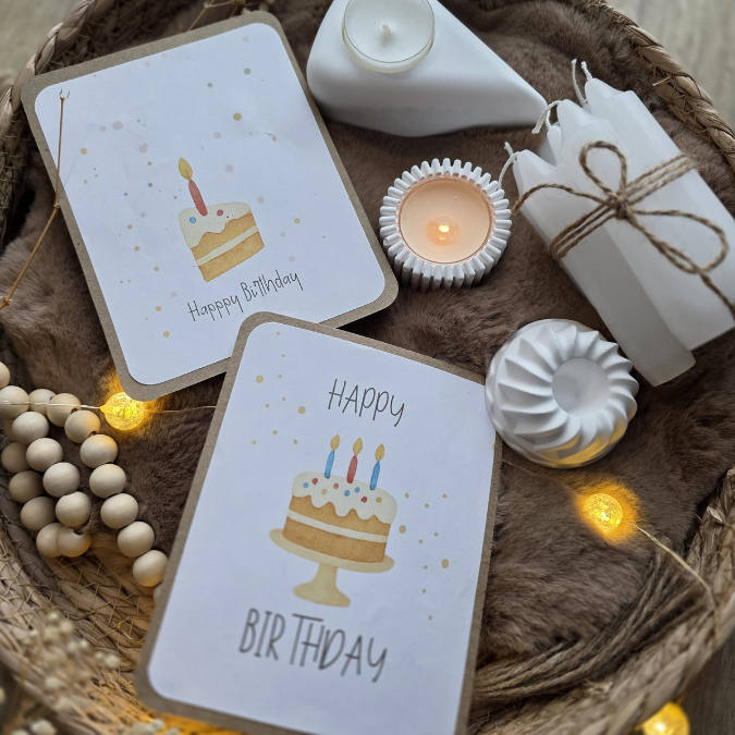 Postkarten Druckvorlage 2 Designs Geburtstag Happy Birthday PDF Karte Geschenkkarte Printable Postkarte Skandi Aquarell – Bild 2