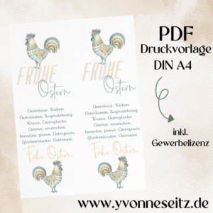 Postkarten Druckvorlage 2 Designs Frohe Ostern 1 PDF Karte Geschenkkarte Printable Postkarte Skandi Aquarell