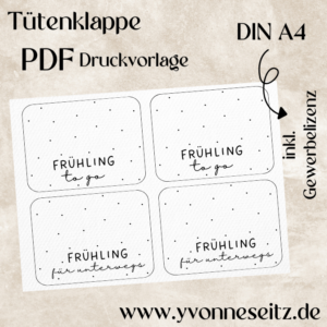 Tütenklappe Verschluss PRINT Druckvorlage PDF Verpackung für Kleinigkeiten - Frühling to go - Printable PDF Datei zum selber drucken