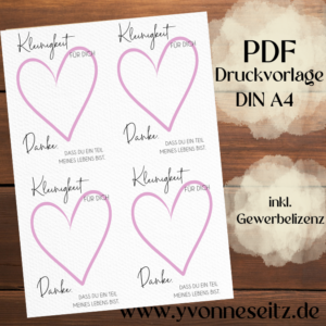 Print DRUCKVORLAGE PDF Verpackung Kleinigkeiten Geschenkkarte Rosa Design Kleinigkeit danke Printable ausdrucken
