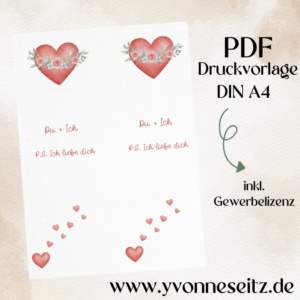 Postkarten Druckvorlage 2 Designs Liebe Du und Ich liebe dich PDF Karte Geschenkkarte Printable Postkarte Valentinstag Liebeserklärung
