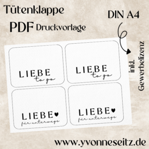 Tütenklappe Verschluss PRINT Druckvorlage PDF Verpackung für Kleinigkeiten - Liebe to go - Printable PDF Datei zum selber drucken