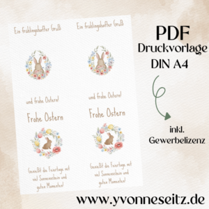 Postkarten Druckvorlage 2 Designs Ostern Ostergruß PDF Karte Geschenkkarte Printable Postkarte Skandi Aquarell