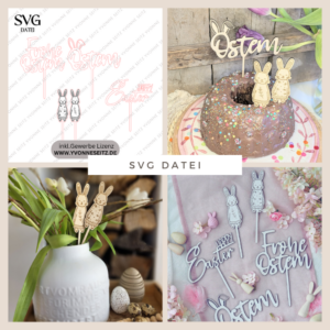 SVG Laserdatei Ostern Skandi Hasen Caketopper Stecker Pflanzenstecker Frühlingsdatei Osterdatei Osterdeko Tischdeko Laser SVG Datei
