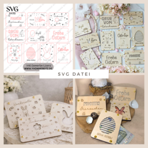 10 Designs SVG Laserdatei Ostern Geldgeschenk Verpackung für Geld Gutscheinkarten SVG-Datei Osterhase Geldverpackung Laser Ostergeld Hase