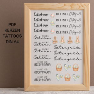 PDF Kerzen Tattoo Vorlage Ostern Osterfeuer bunt Osterskerzen A4 Kerzentattoos zum ausdrucken Kerzensticker DIGITALE DATEI Ostergrüße Hase