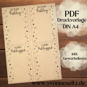 PRINT DRUCKVORLAGE PDF Verpackung Kleinigkeiten Geschenkkarte 2 Designs Kleiner Frühlingsgruß Printable zum ausdrucken blumen Frühling to go