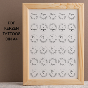 PDF Kerzen Tattoo Vorlage für Teelichter Mama Oma Muttertag A4 Kerzentattoos Wasserschiebefolie Kerzensticker DIGITALE DATEI