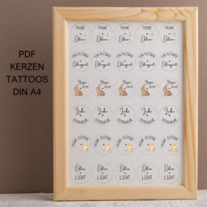 PDF Kerzen Tattoo Vorlage für Teelichter Ostern bunt Osterskerzen A4 Kerzentattoos Wasserschiebefolie Kerzensticker DIGITALE DATEI