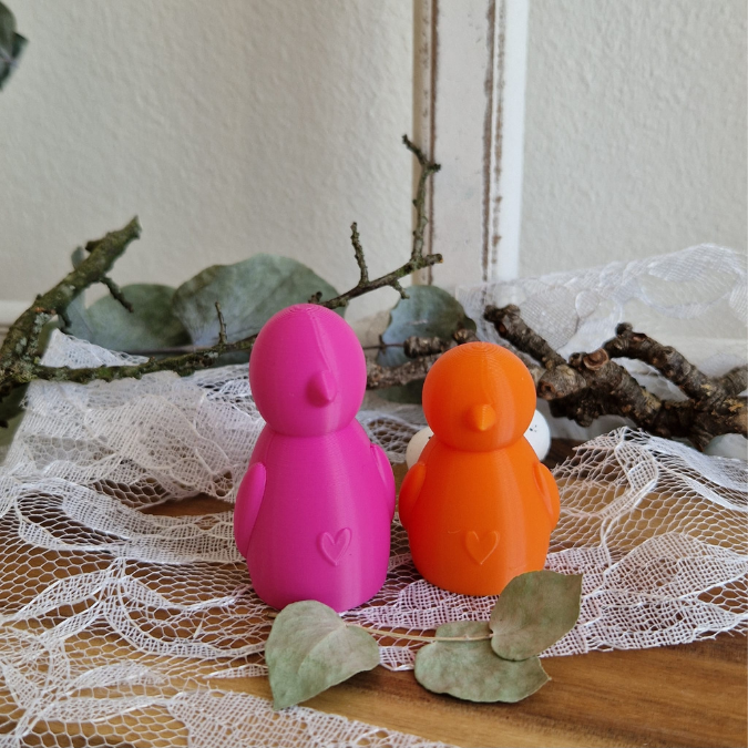 STL 3D Druck Datei 4er Set Vögel Vogel Vogelfamilie skalierbar 3D-Druck Datei Ostern Herzhase – Bild 4